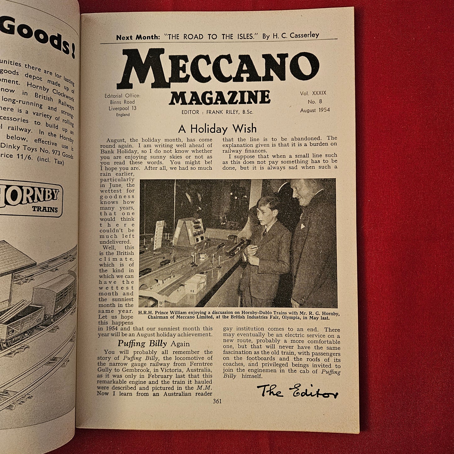 Vintage MECCANO Magazine August 1954 (004) Vol 39 No 8 Dinky Toys Prince William
