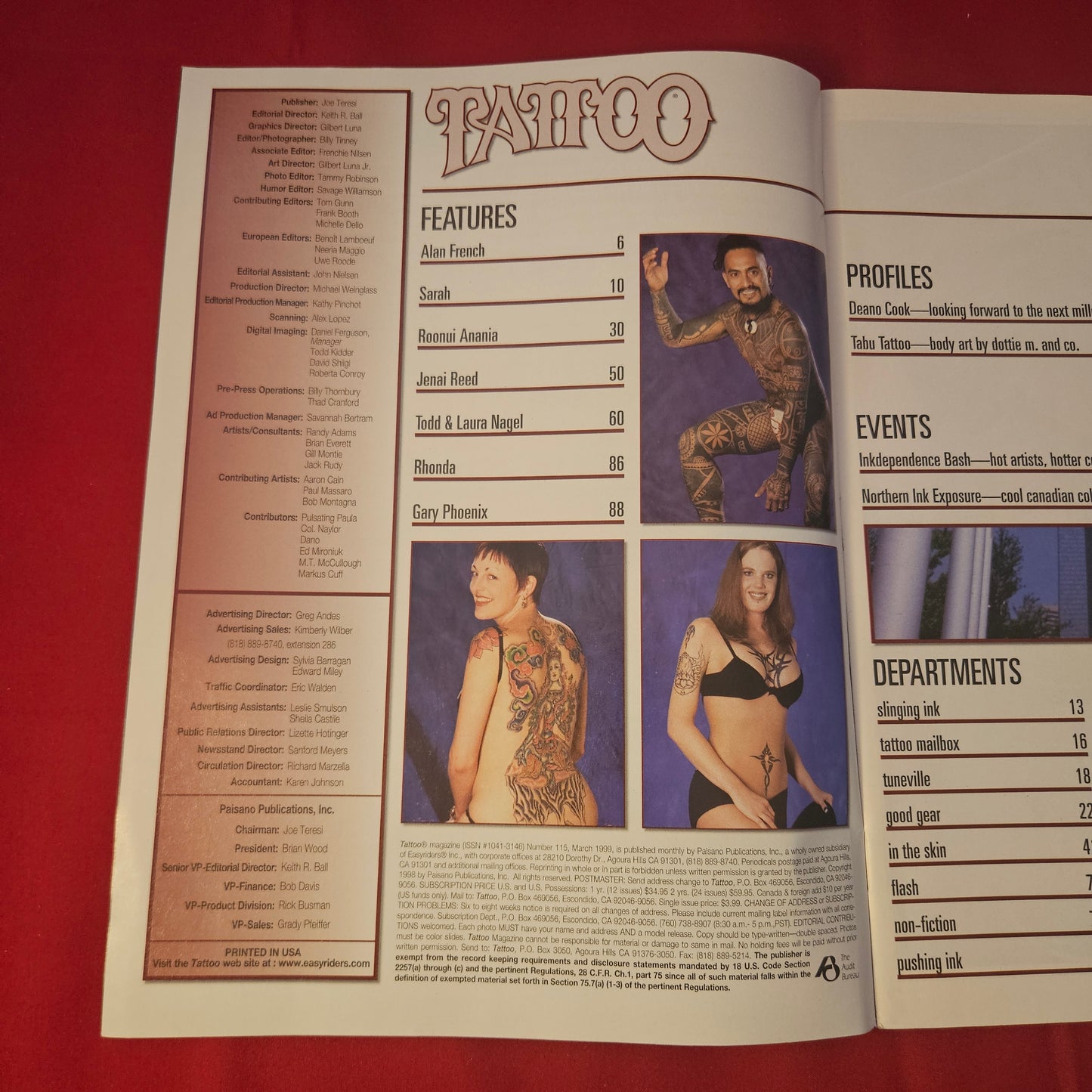 Tattoo Magazine March 1999 Issue 115 (1317) Deano Cook Tahitian Ink Northern Expo