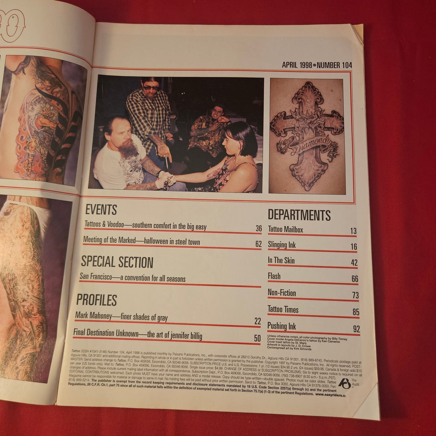 Tattoo Magazine April 1998 Issue 104 (1317) Mark Mahoney Jennifer Billig Voodoo