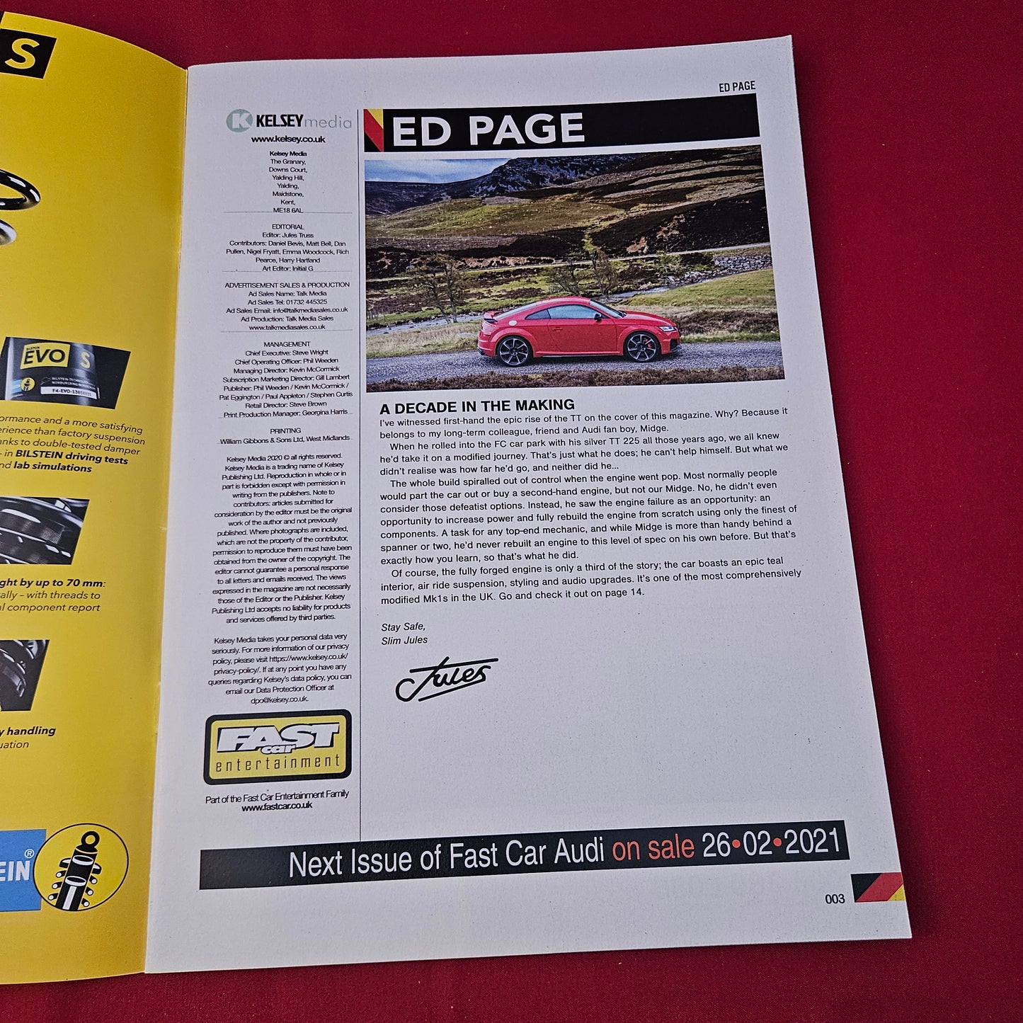 Fast Car Magazine Audi Issue 3 2020 (1323) Forged TT Mk1 Bagged R8 V10