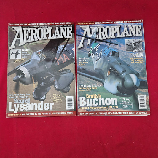 BUNDLE 2x AEROPLANE Magazines Job Lot Late 2001 Bf 109 Lysander (BJL0137)