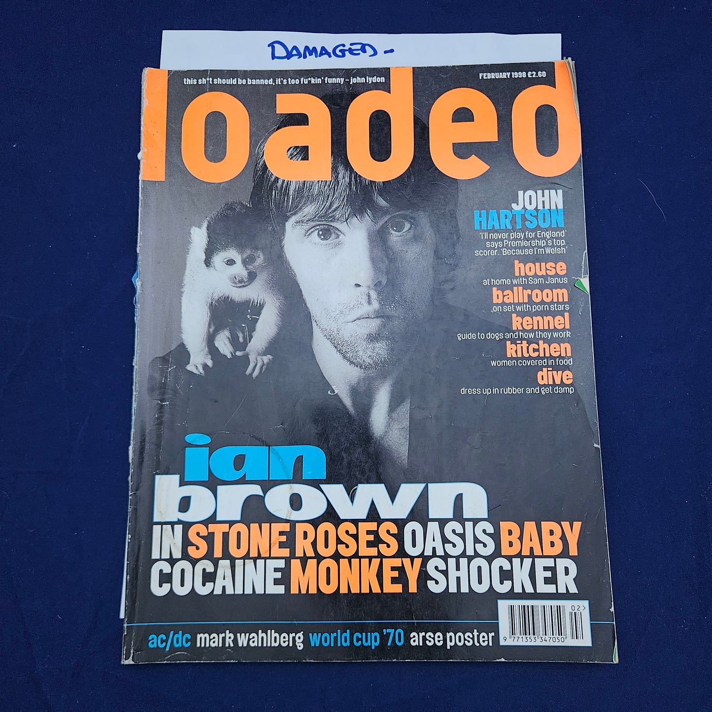 Loaded Magazine February 1998 (1327) Samantha Janus Ian Brown Mark Wahlberg DAMAGED