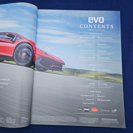 evo Magazine November 2015 (1332) Lamborghini Aventador SV Aston Martin GT12 Porsche
