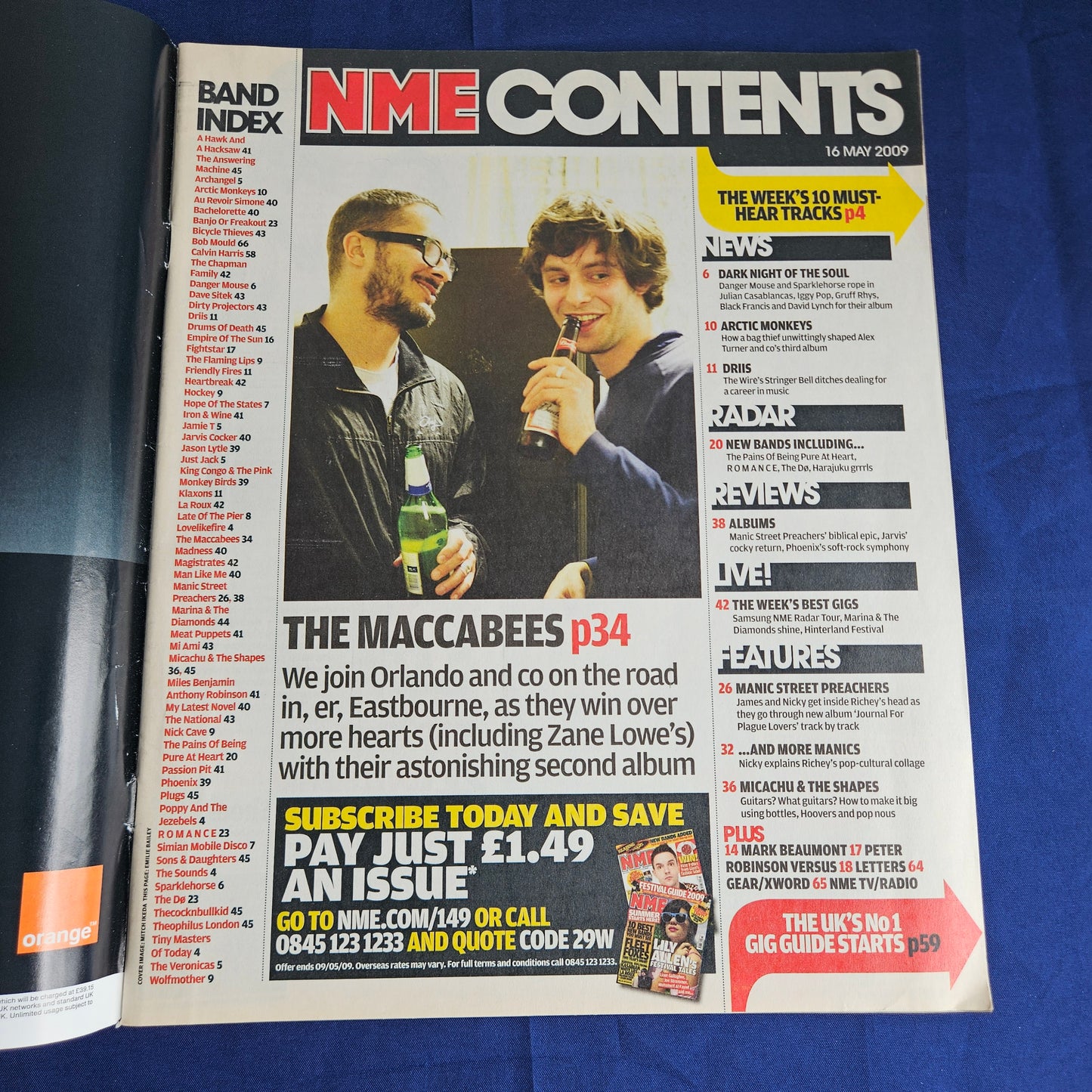 NME Magazine 16 May 2009 (1339) Manic Street Preachers Richey Edwards Maccabees