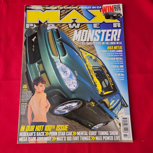 Max Power Magazine June 2001 (1361) 100th Issue Honda Civic Rebekah Mk3 Golf Y2K
