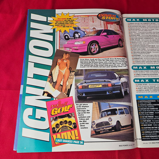 Max Power Magazine January 1995 (1362) Honda CRX Zeemax BMW Escort Cosworth Cyndi