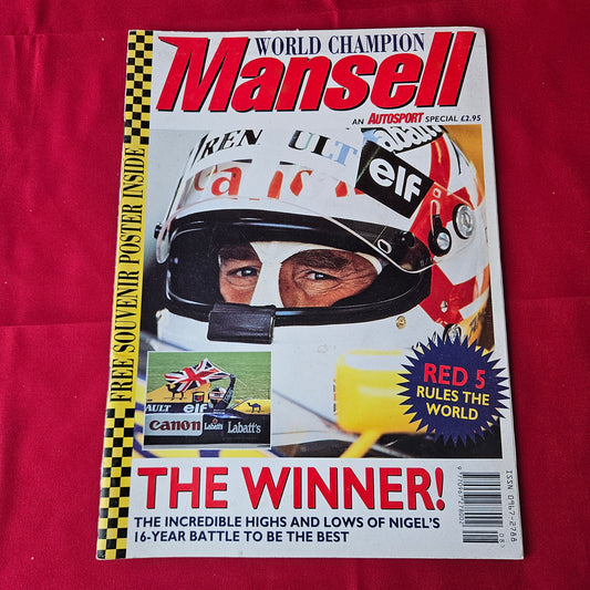 Autosport Special Autumn 1992 (1364) Nigel Mansell F1 World Champion Poster