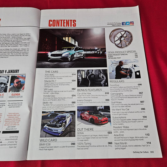 Fast Car Magazine January 2019 #403 (1367) Mercedes A45 AMG Mazda RX-7 SEMA BMW E36
