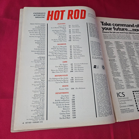 Hot Rod Magazine February 1970 (1371) Pontiac Firebird 400 Sox & Martin Hemi Cuda
