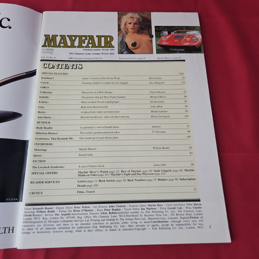Mayfair Magazine June 1986 (1374) Vol 21 No 6 Felicity Stewart Macho Marcos