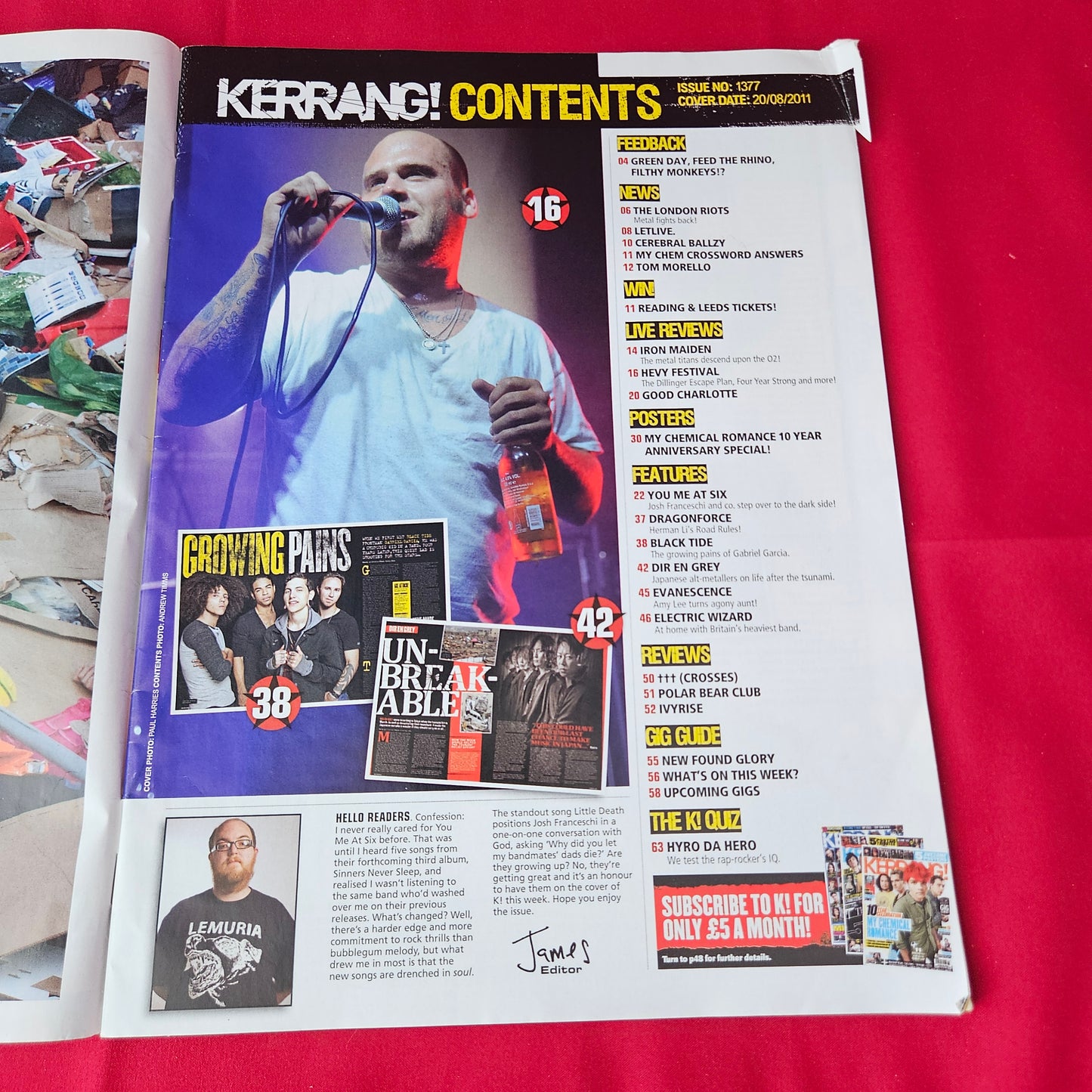 Kerrang! Magazine 20 August 2011 (1376) You Me At Six My Chemical Romance Iron Maiden Evanescence New Found Glory