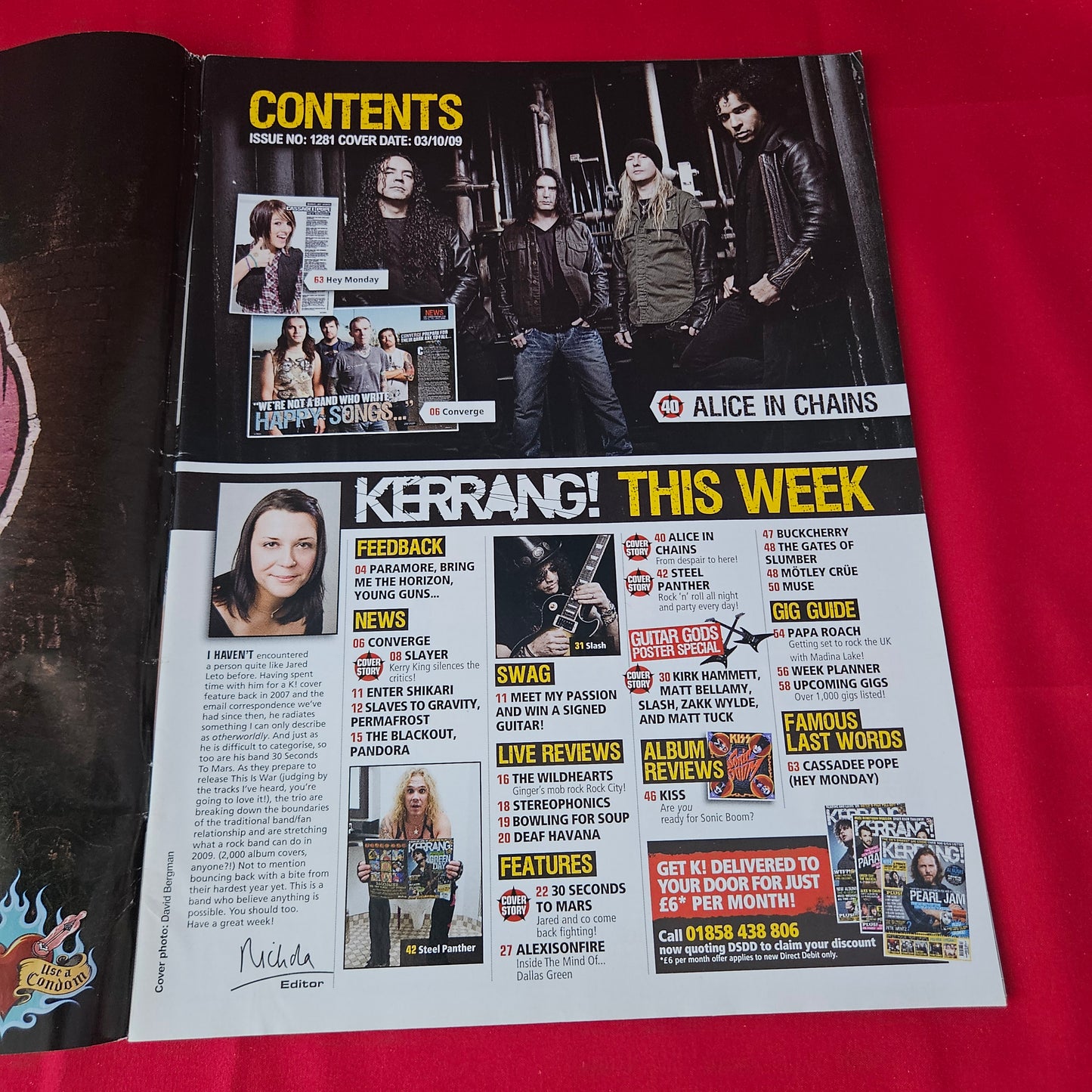 Kerrang! Magazine 3 October 2009 (1376) 30 Seconds To Mars Alice In Chains Slayer