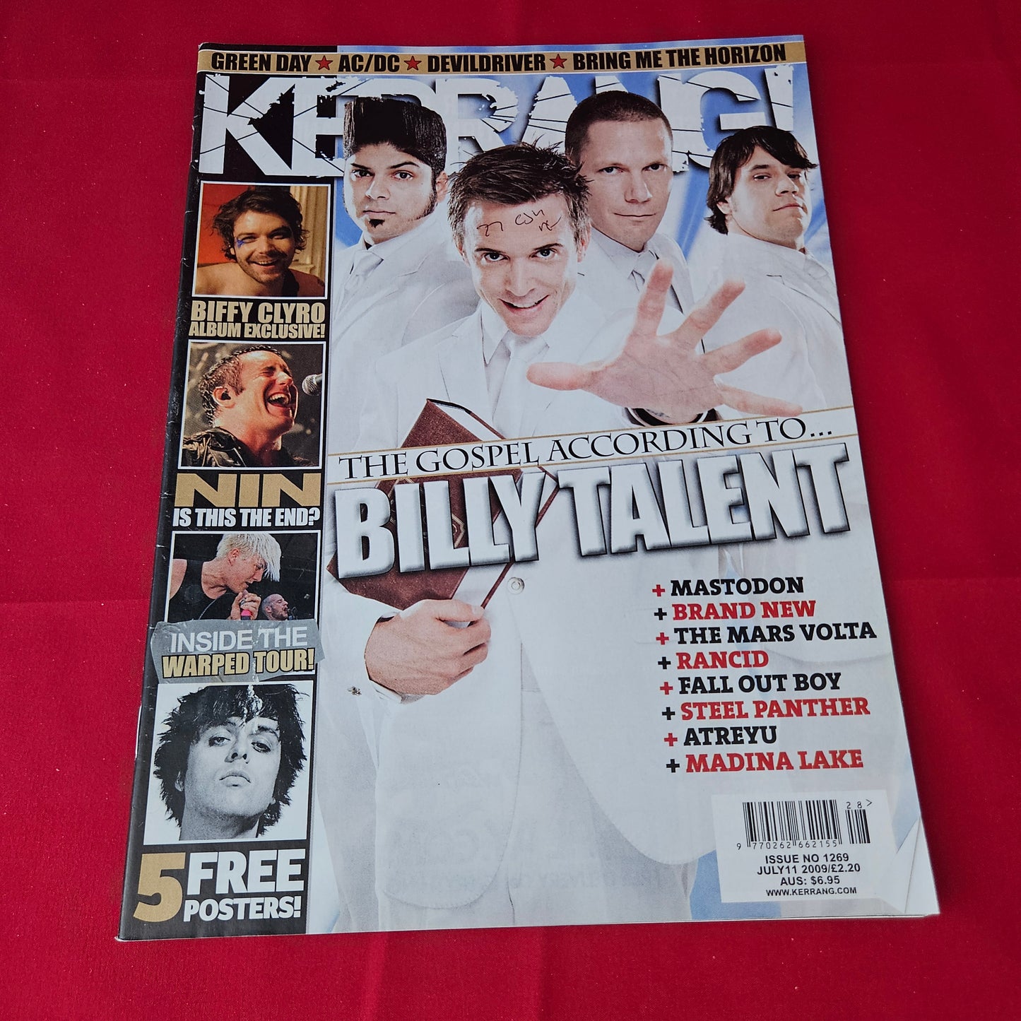 Kerrang! Magazine 11 July 2009 (1376) Billy Talent Alexisonfire Poster NIN