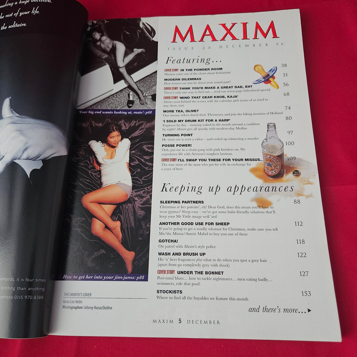 Maxim Magazine December 1996 Issue 20 (1395) Gena Lee Nolin Claudia Schiffer Lingerie Models Calendar Girls Glamour