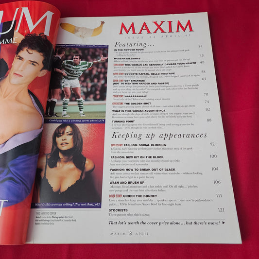 Maxim Magazine April 1997 Issue 24 (1395) Emma Noble Gena Lee Nolin Kate Winslet Juliette Binoche Glamour Models