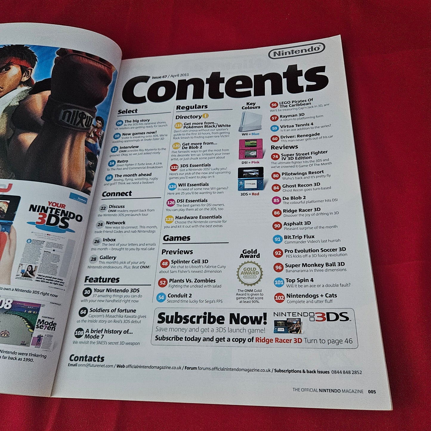 The Official Nintendo Magazine April 2011 Issue 67 (1380) Super Street Fighter IV 3D Nintendogs Cats Pilotwings Resort Resident Evil Mercenaries Super Monkey Ball 3D