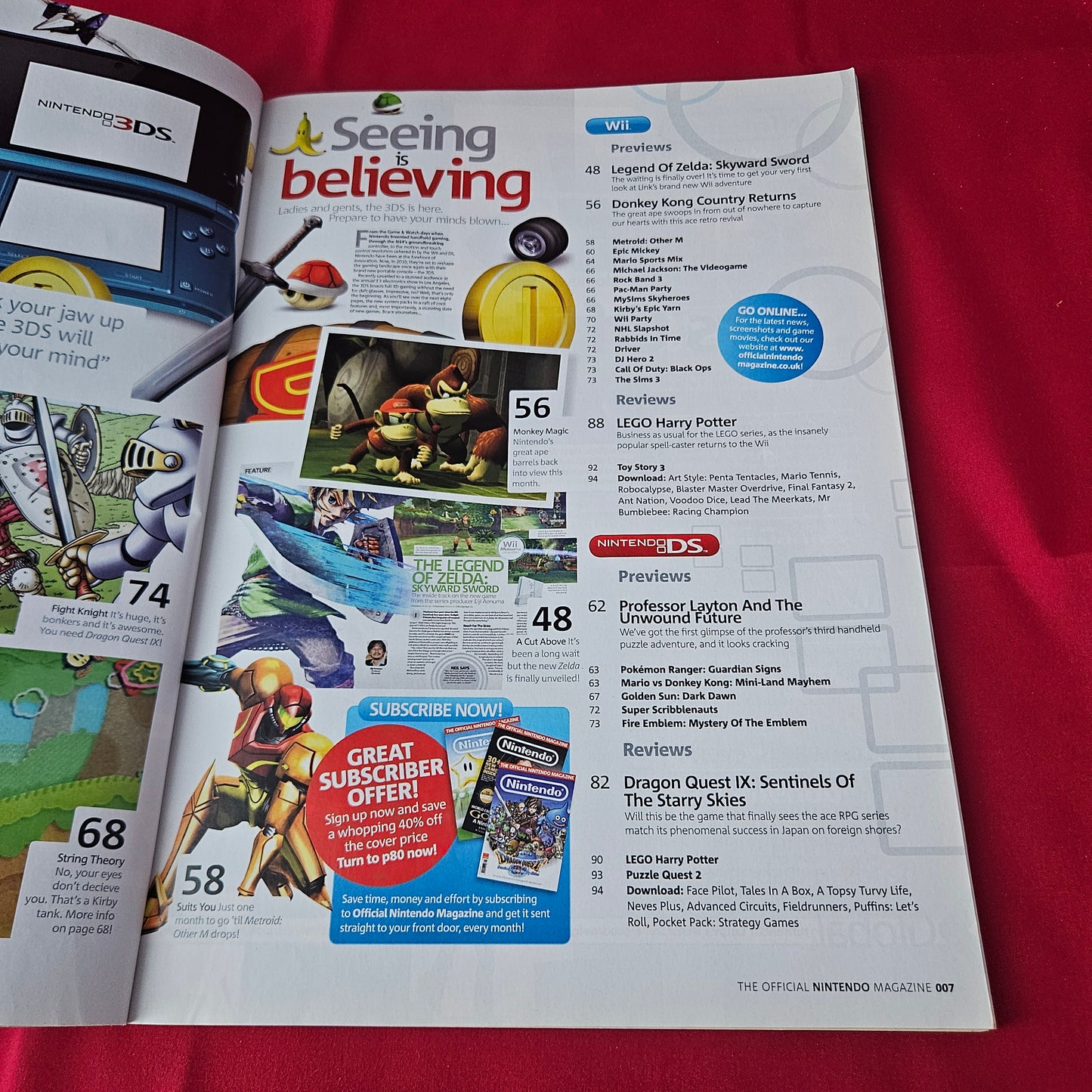 The Official Nintendo Magazine August 2010 Issue 58 (1380) Dragon Quest IX Legend of Zelda Skyward Sword Donkey Kong Country Returns Metroid Other M Advance Wars
