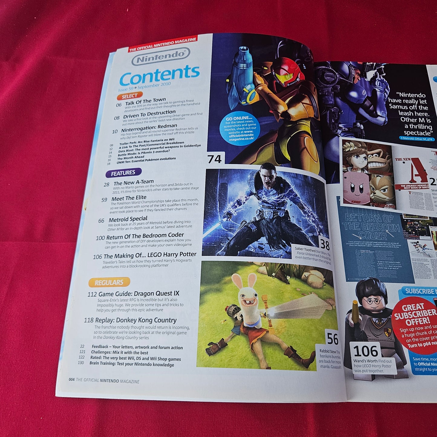 The Official Nintendo Magazine September 2010 Issue 59 (1380) Metroid Other M Pokemon Black and White Star Wars The Force Unleashed 2 PokePark Wii