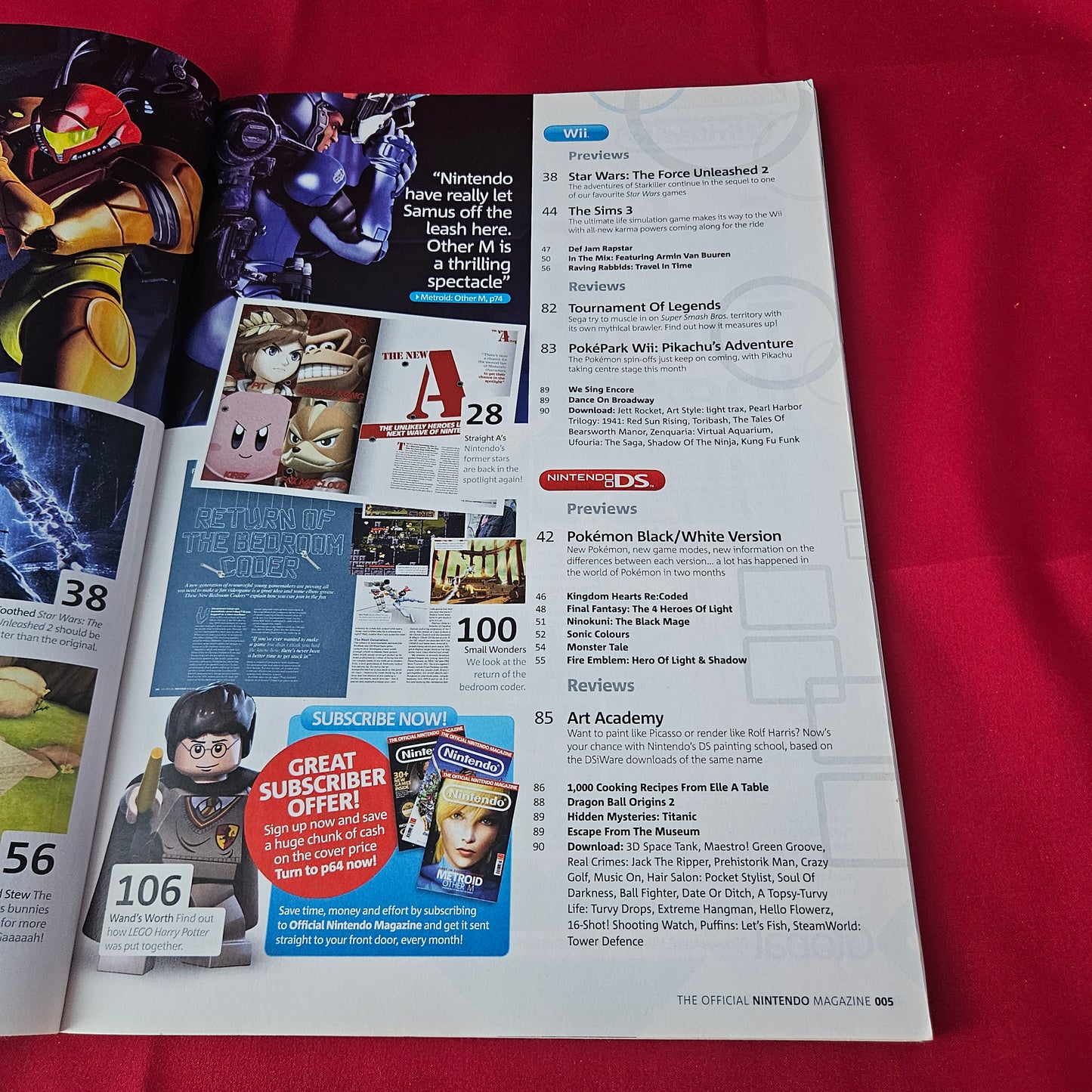The Official Nintendo Magazine September 2010 Issue 59 (1380) Metroid Other M Pokemon Black and White Star Wars The Force Unleashed 2 PokePark Wii
