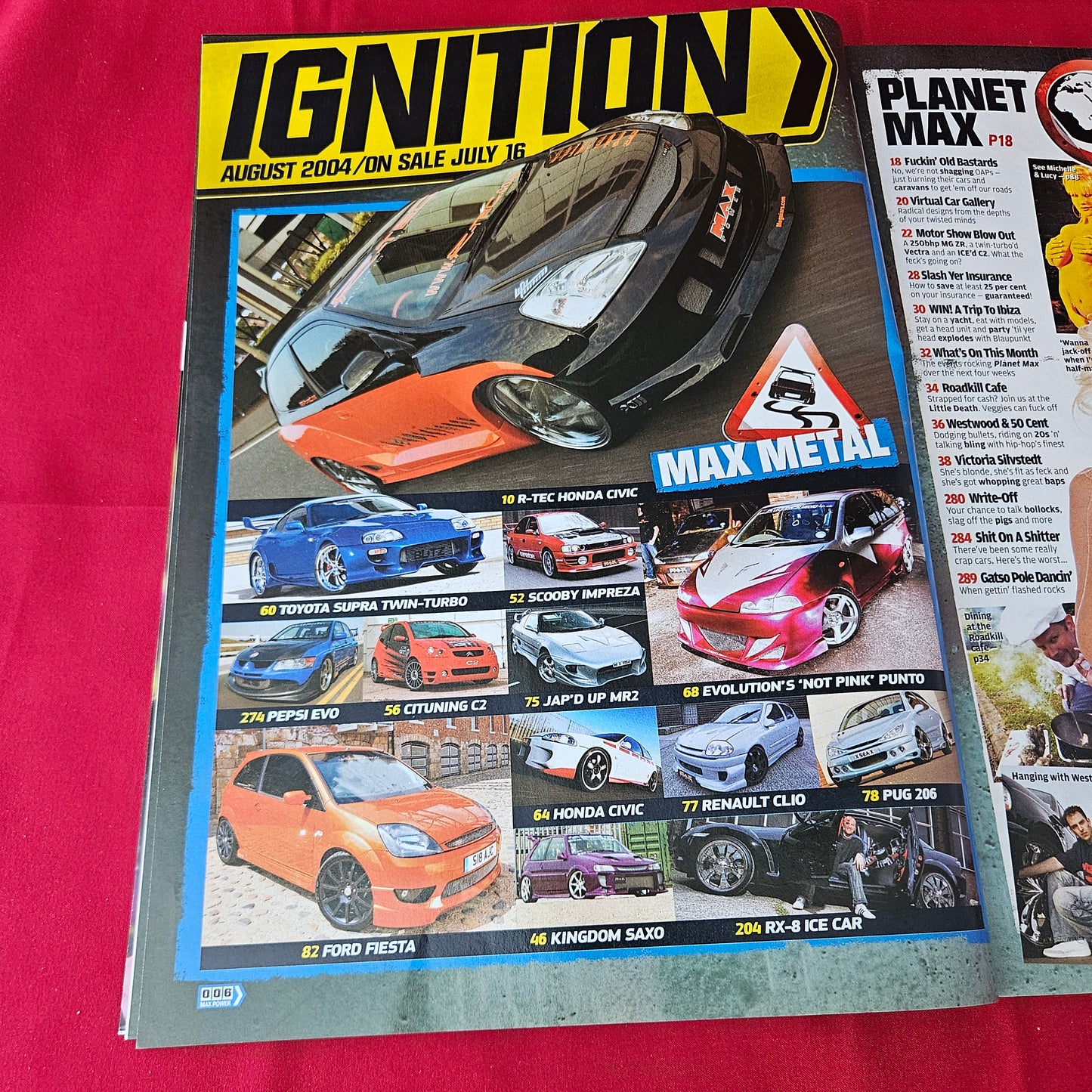 Max Power Magazine August 2004 (1381) Victoria Silvstedt Honda Civic Toyota Supra Impreza Modified Cars Glamour Models