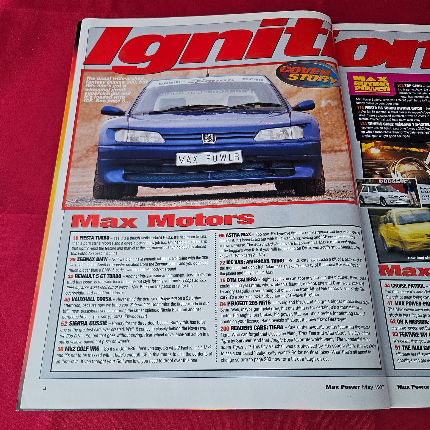 Max Power Magazine May 1997 Issue (1381) Peugeot Dimma 306 Ford Fiesta RS Turbo Nicola Beighton Modified Cars Glamour Models