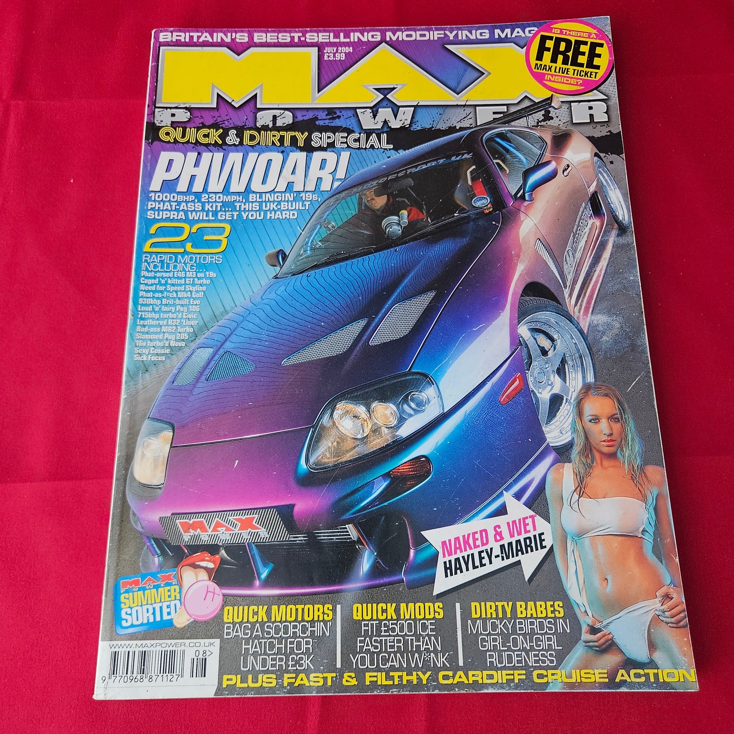 Max Power Magazine July 2004 (1381) Hayley Marie Toyota Supra Nissan Skyline BMW M3 Modified Tuning Cars Glamour Models