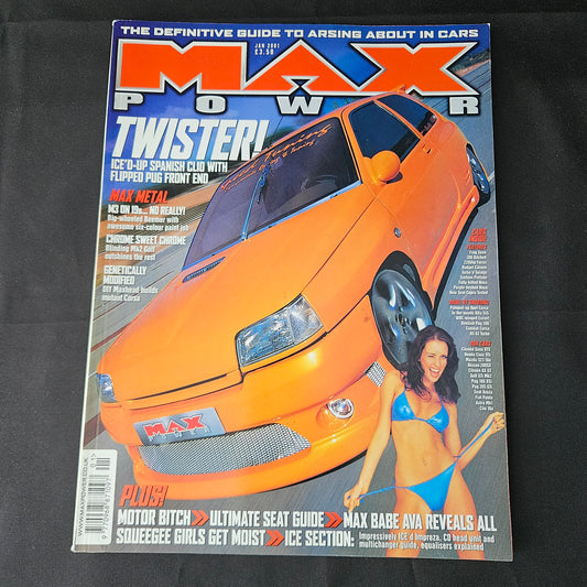 Max Power Magazine January 2001 (1384) Ava Renault Clio BMW M3 Vauxhall Corsa Volkswagen Golf Citroen Saxo Modified Tuning Cars Glamour Models