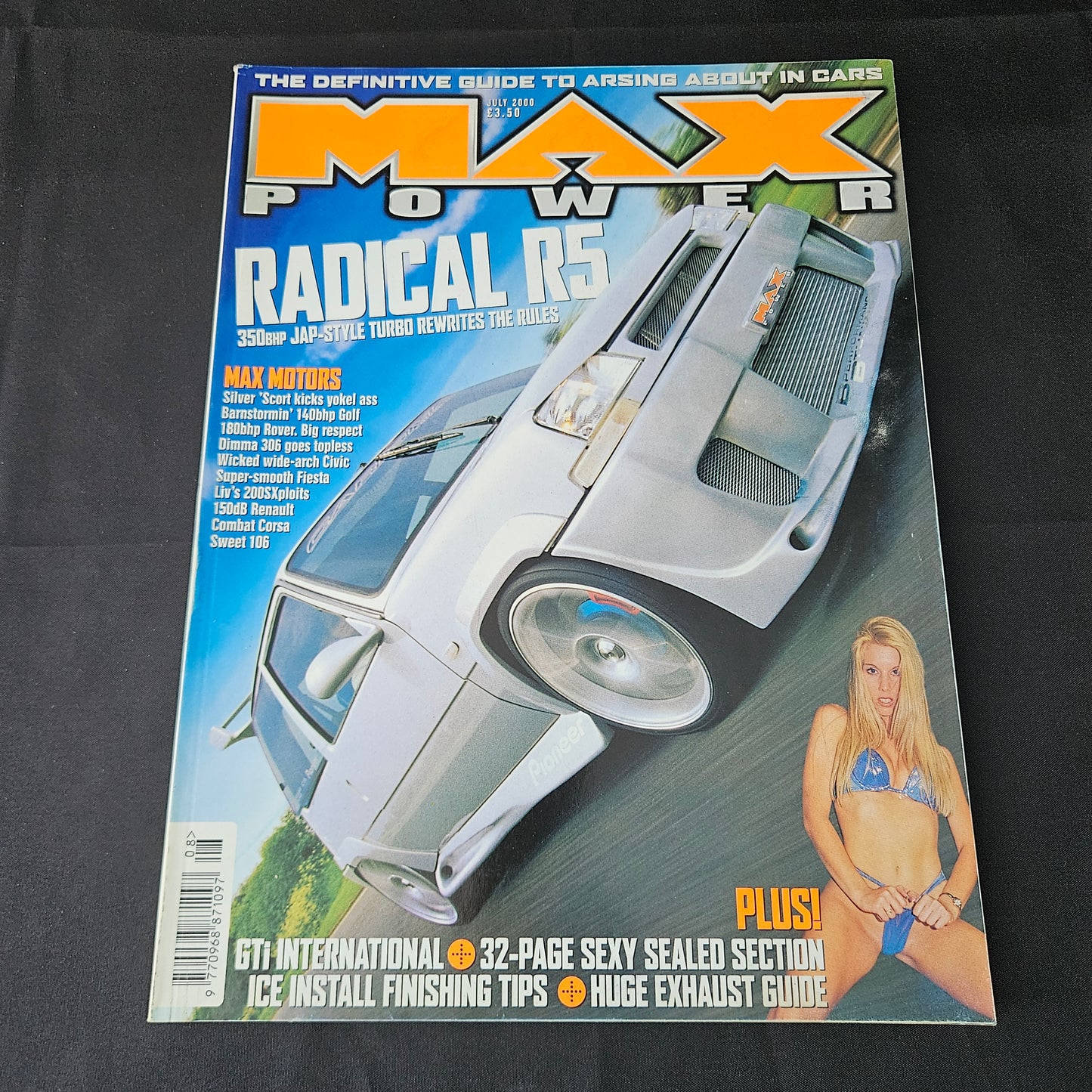 Max Power Magazine July 2000 (1384) Jordan Katie Price Sammy Jayne Renault 5 GT Turbo Honda Civic Ford Fiesta RS Turbo Volkswagen Golf GTi Modified Tuning Cars Glamour Models