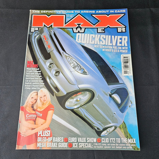 Max Power Magazine August 2000 (1384) Comma Girls Jakki Mackenzie Olivia Peugeot 206 Honda Prelude Toyota Yaris Peugeot 106 Ford Escort Vauxhall Cavalier Fiat Punto Renault Clio Volkswagen Golf Modified Tuning Cars Glamour Models