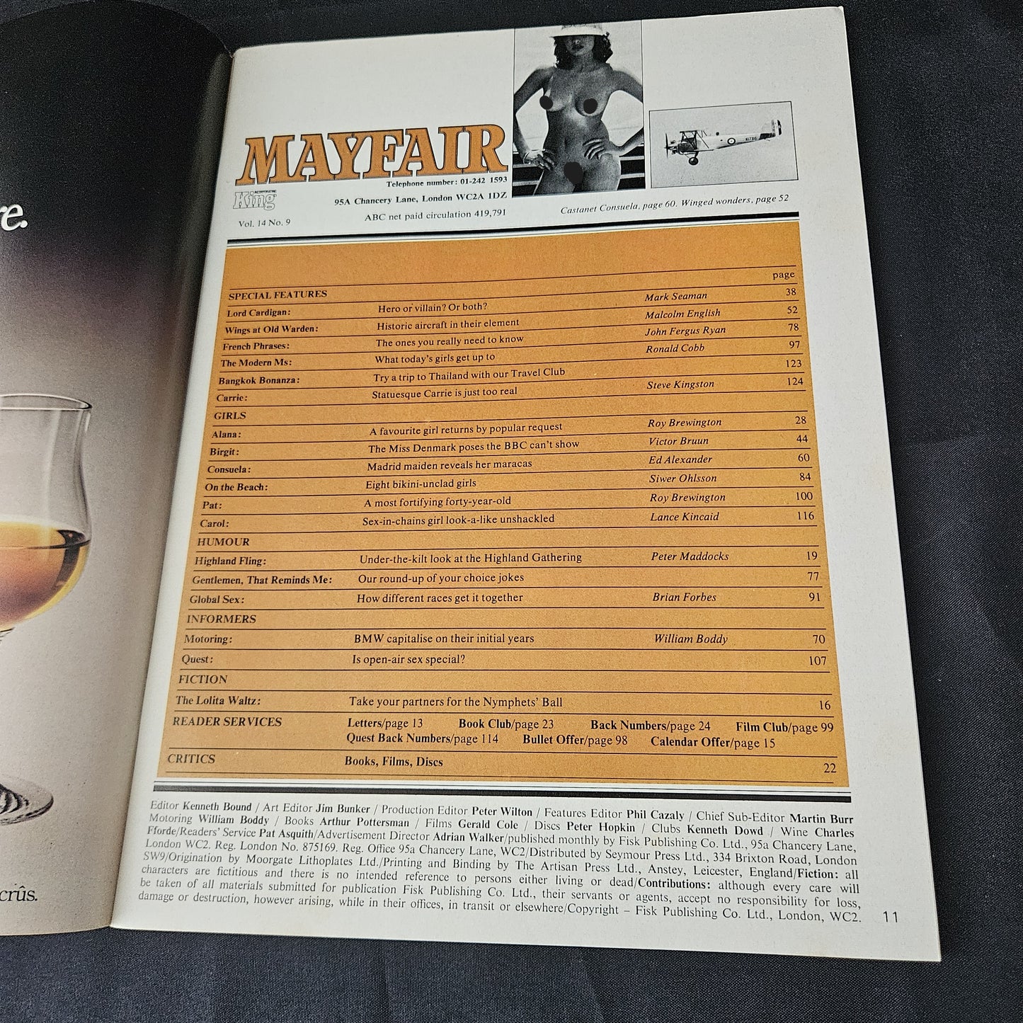 Mayfair Magazine September 1979 Volume 14 Number 9 (1387) Consuela de la Fuente Alana Ford Birgit Pat Carol Glamour Models