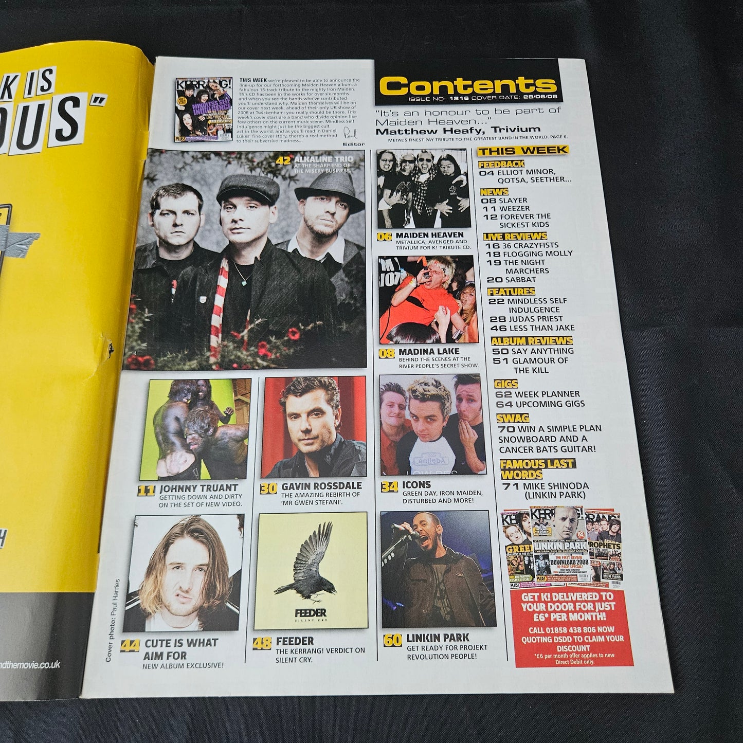 Kerrang! Magazine June 28 2008 Issue 1216 (1388) Mindless Self Indulgence Skindred Iron Maiden Green Day Disturbed Linkin Park Bands Singers