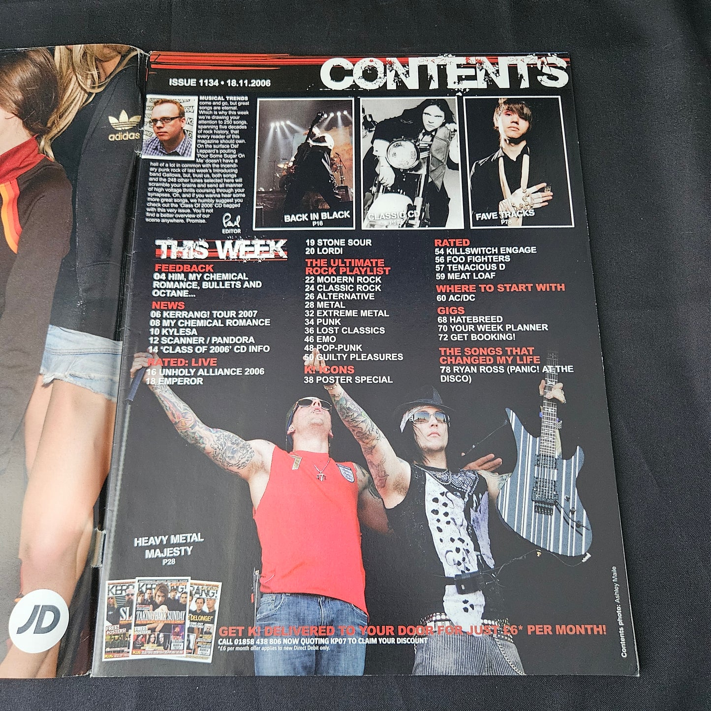 Kerrang! Magazine November 18 2006 Issue 1134 (1388) Atreyu Gojira Posters My Chemical Romance Panic At The Disco Plus 44 Stone Sour Bands Singers