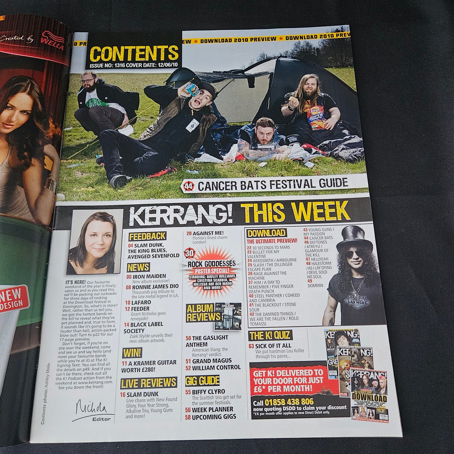 Kerrang! Magazine June 12 2010 Issue 1316 (1388) Slash Matt Tuck Corey Taylor Jared Leto Bullet For My Valentine Stone Sour 30 Seconds To Mars Iron Maiden Bands Singers