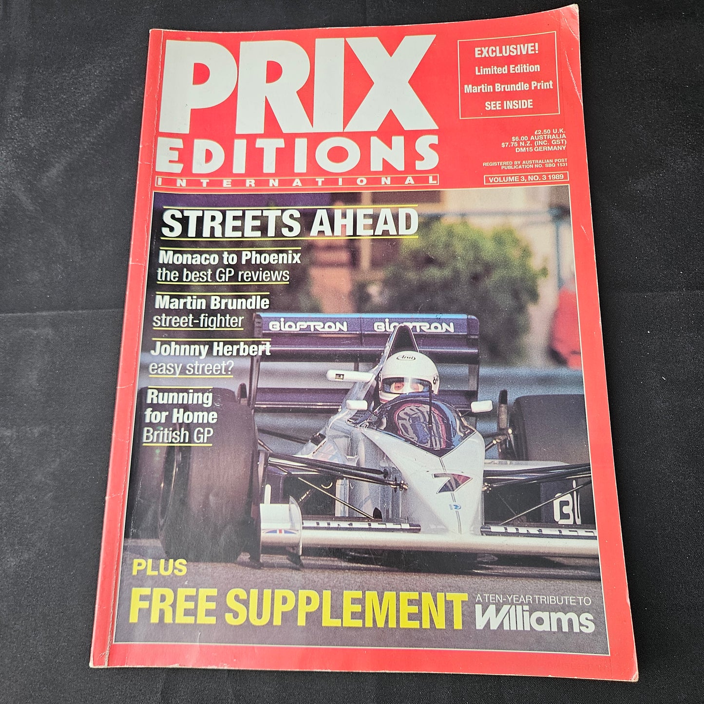 Prix Editions International Magazine March 1989 (1396) Williams Brabham Benetton Monaco GP Phoenix GP British GP F1 Magazine