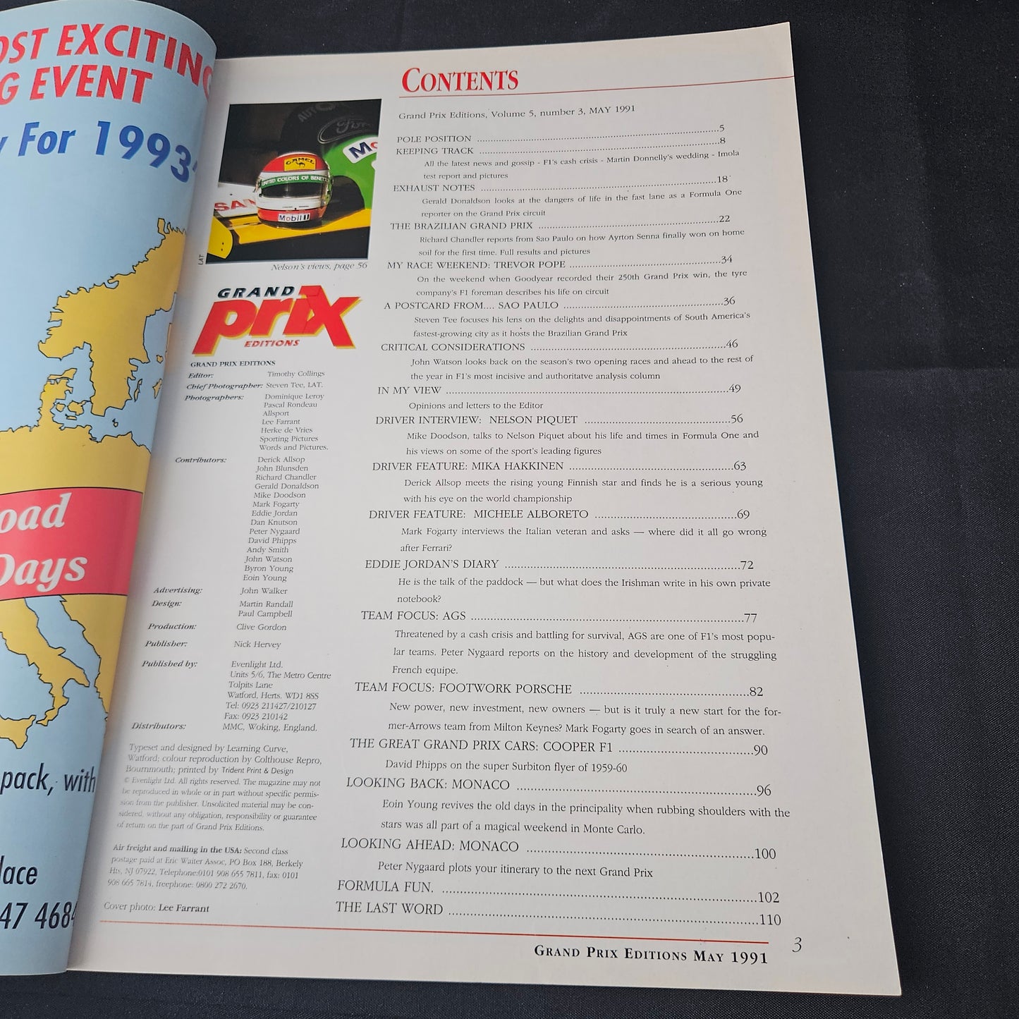 Grand Prix Editions May 1991 (1396) Lotus Mika Hakkinen Benetton Nelson Piquet F1 Magazine