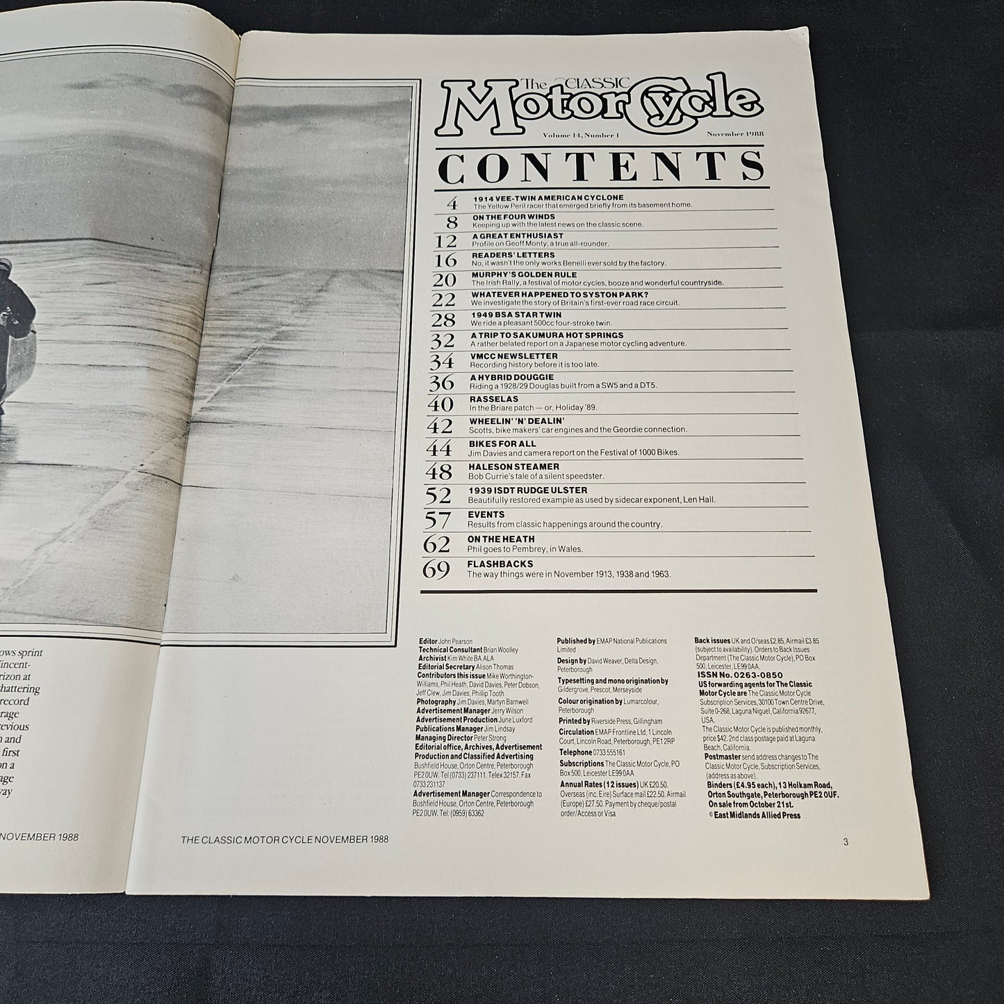 The Classic Motor Cycle Magazine November 1988 (1402) Douglas BSA Star Twin Syston Park