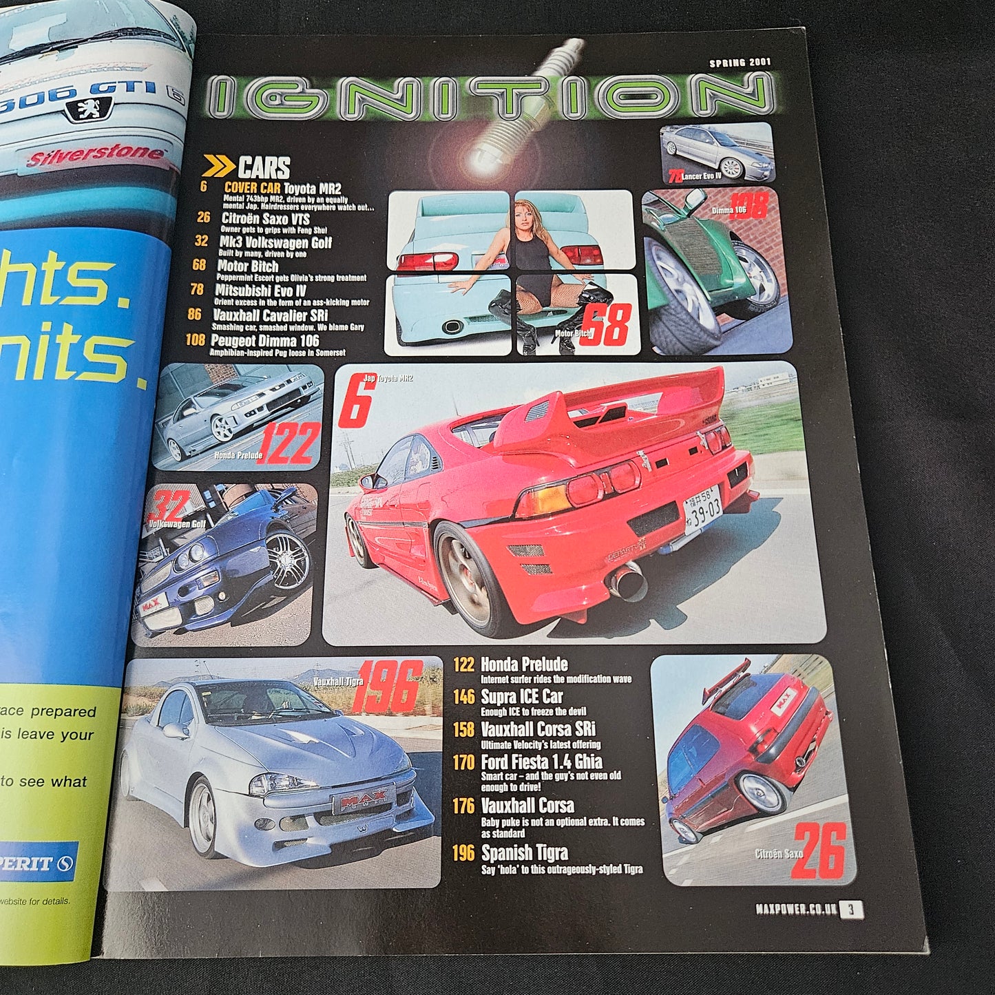 Max Power Magazine Spring 2001 (1403) Toyota MR2 Citroen Saxo VTS Sadie Street Racing