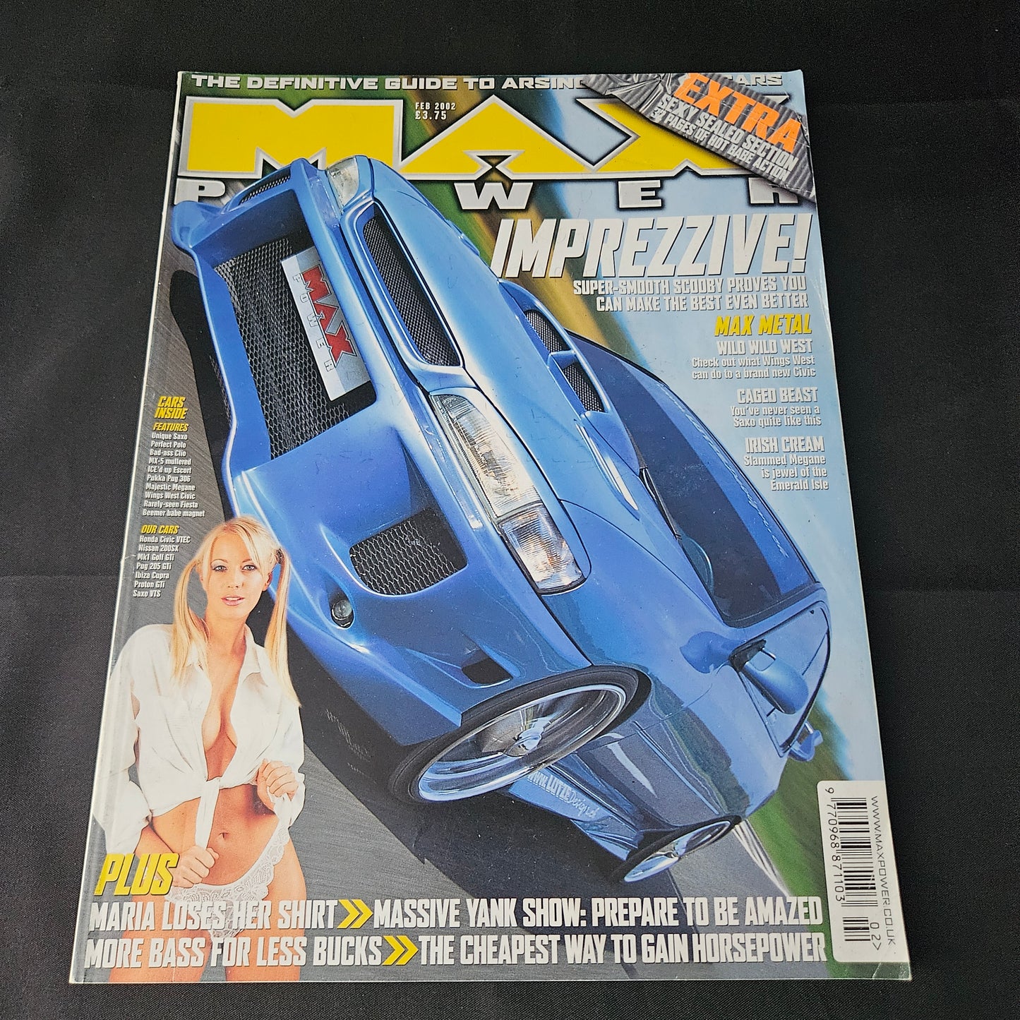 Max Power Magazine February 2002 (1404) Subaru Impreza Honda Civic Jordan Jakki Degg Maria Lusardi