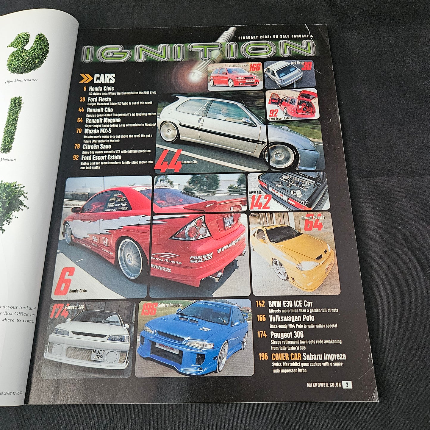 Max Power Magazine February 2002 (1404) Subaru Impreza Honda Civic Jordan Jakki Degg Maria Lusardi