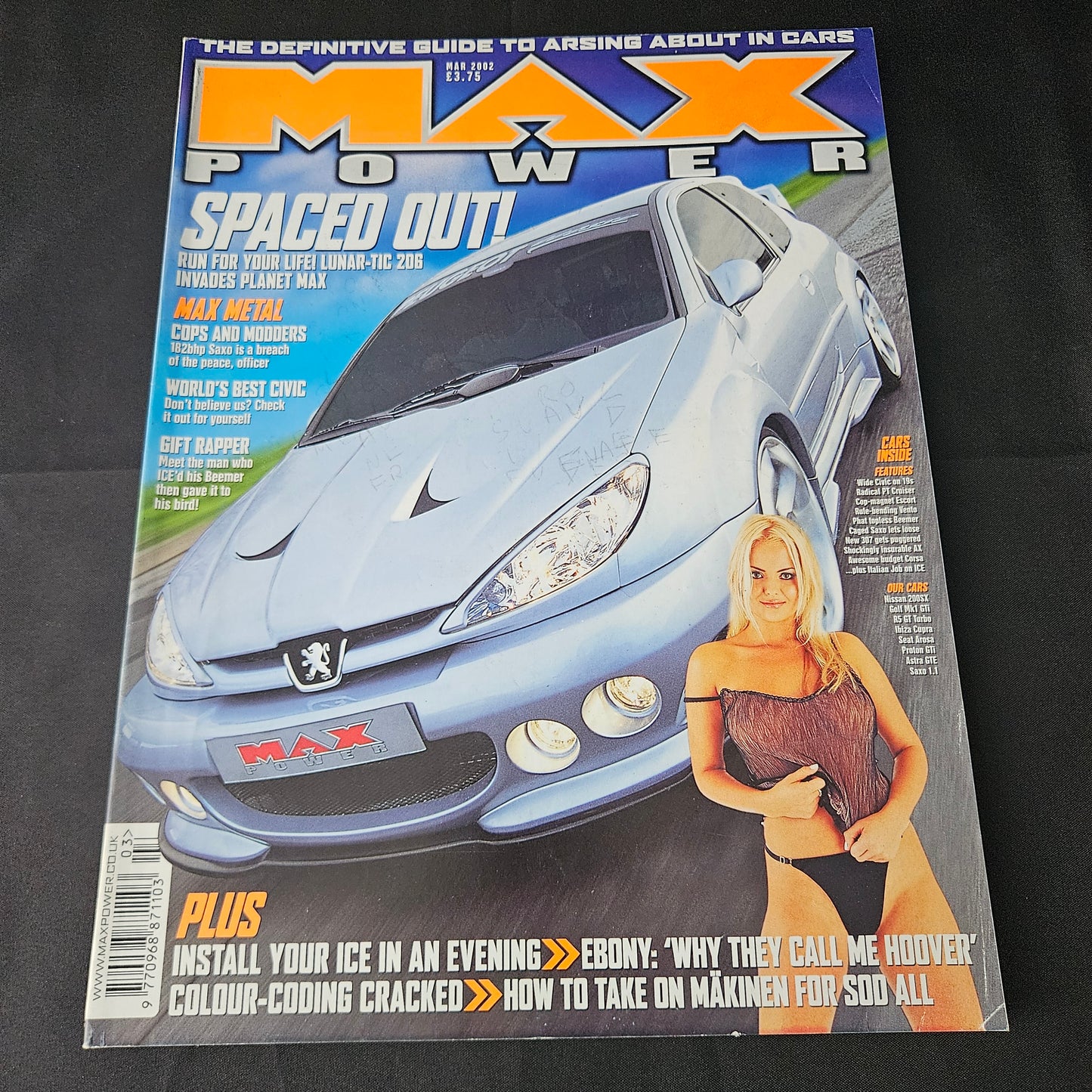 Max Power Magazine March 2002 (1404) Peugeot 206 Ebony Honda Civic Vauxhall Corsa