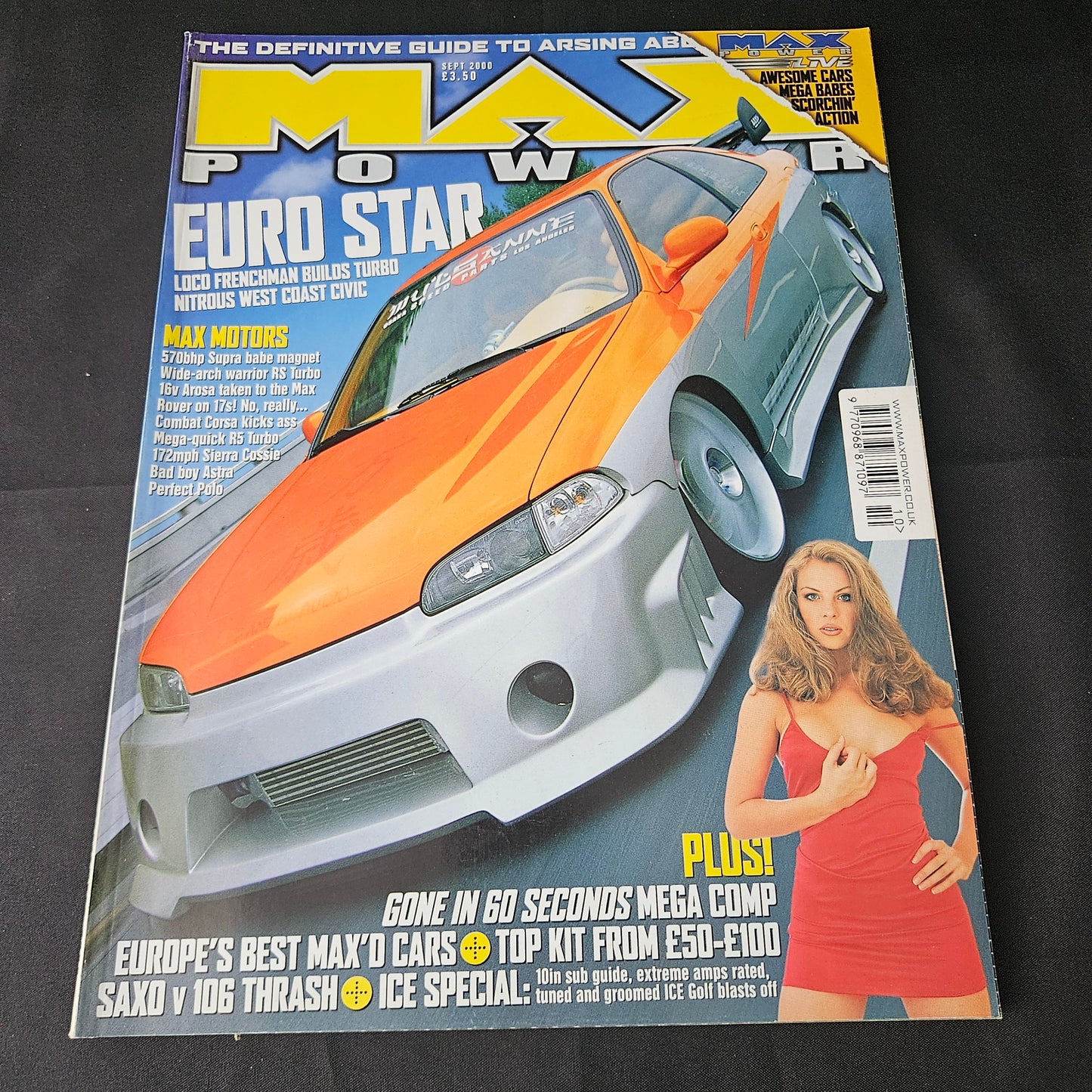 Max Power Magazine September 2000 (1404) Honda Civic Coupe Toyota Supra Turbo Gemma Jones