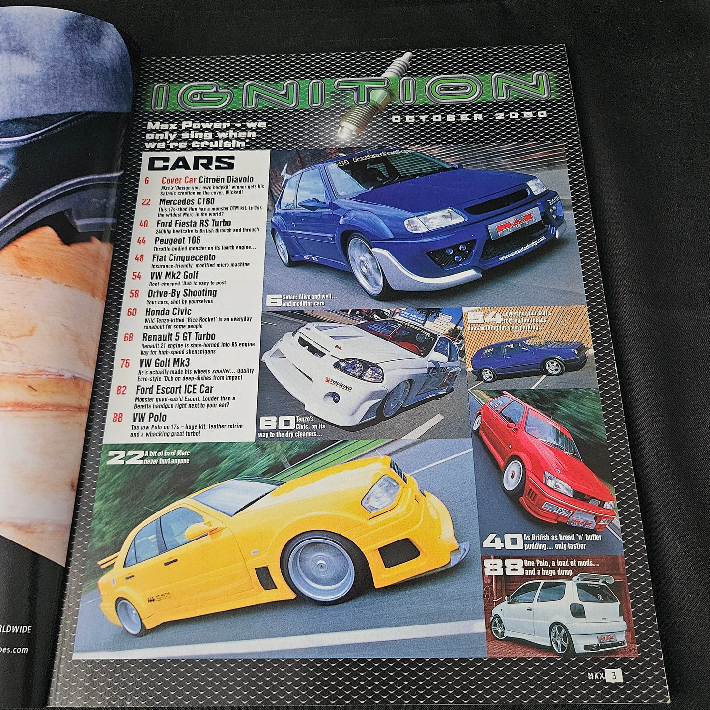Max Power Magazine October 2000 (1404) Citroen Diavolo VTS Mercedes C180 Ford Fiesta RS Turbo
