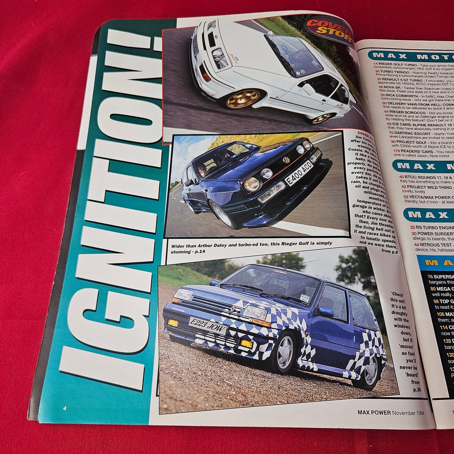 Max Power Magazine November 1994 (1410) Ford Sierra Cosworth Rieger Golf Turbo Twingo Gartrac Escort
