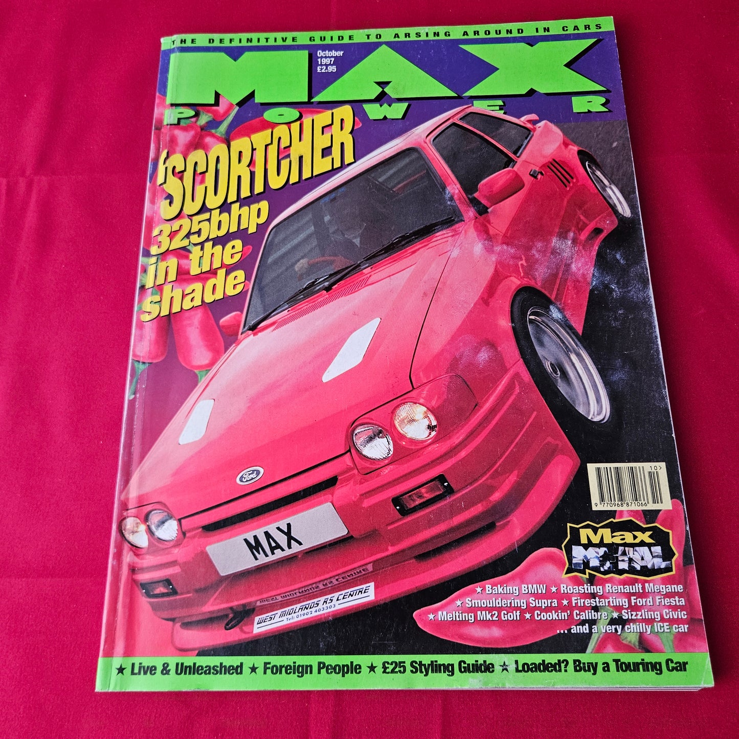 Max Power Magazine October 1997 (1410) Ford Escort Scorcher 325bhp Supra Civic Golf AX Megane