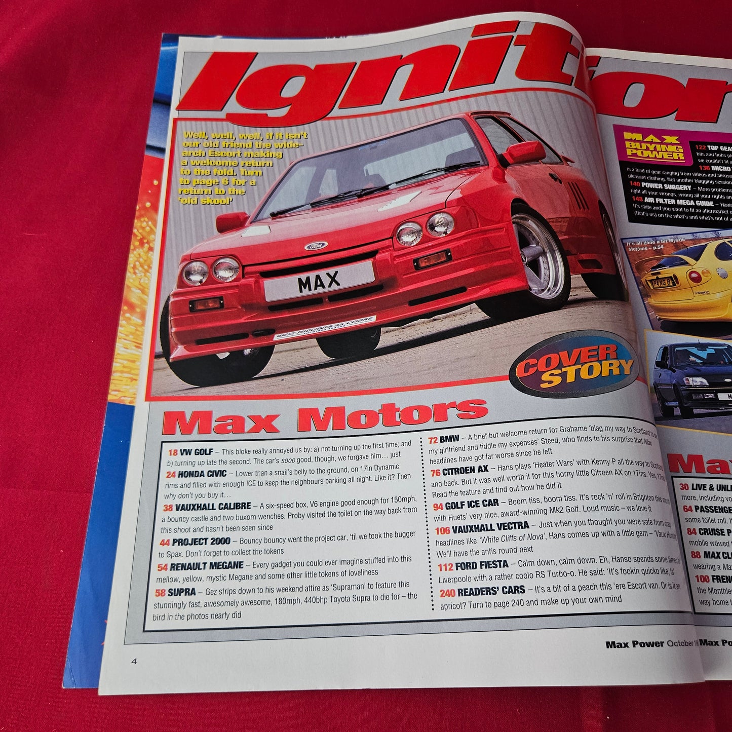 Max Power Magazine October 1997 (1410) Ford Escort Scorcher 325bhp Supra Civic Golf AX Megane
