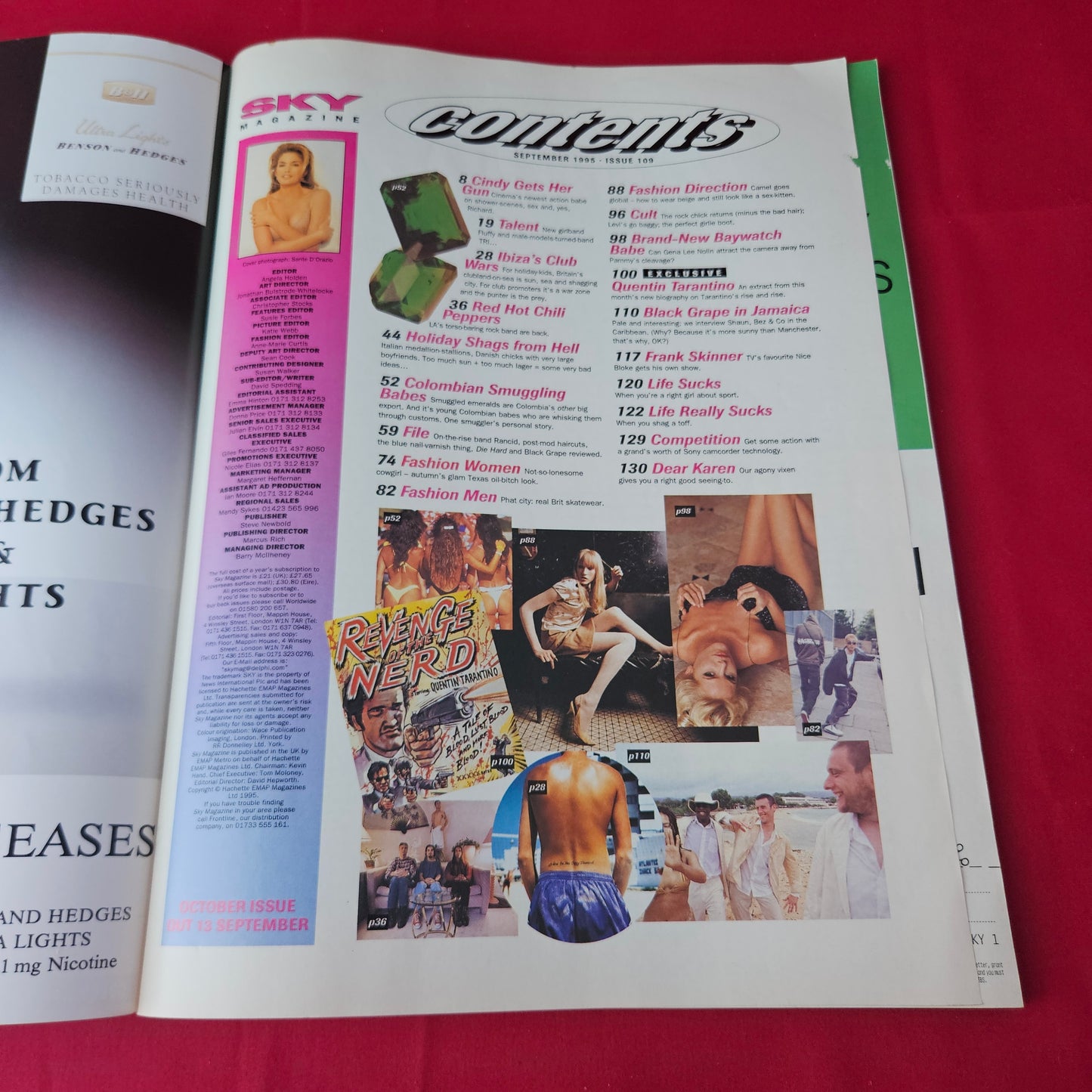Sky Magazine September 1995 (1414) Cindy Crawford Quentin Tarantino Gena Lee Nolin