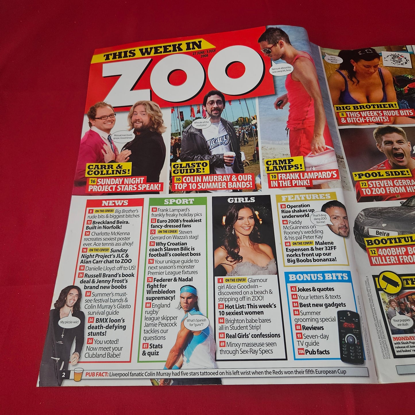 Zoo Magazine 27 June-3 July 2008 (1418) Seren POSTER Malene Espensen Sam Sammie Alice Goodwin