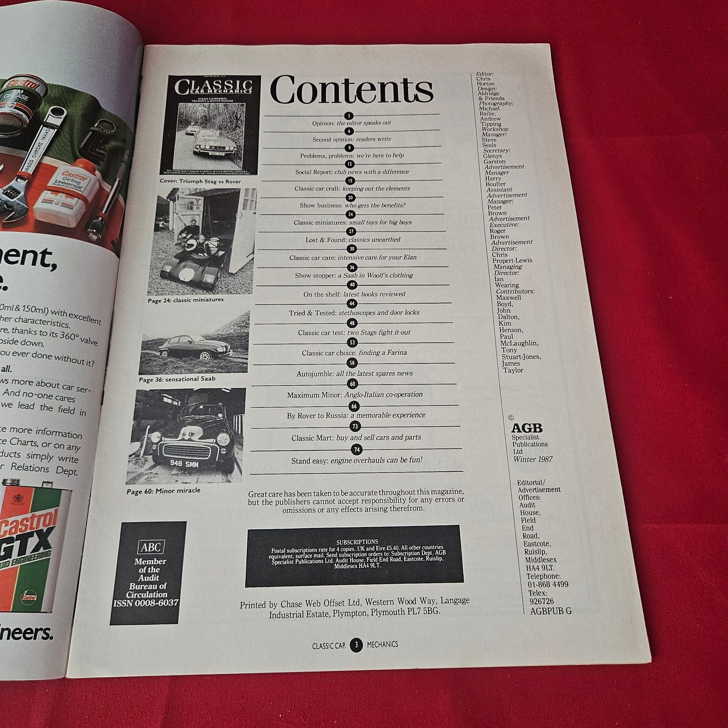 Classic Car Mechanics Magazine Winter 1987/88 (1419) Triumph Stag Rover Lotus Elan Fiat Minor