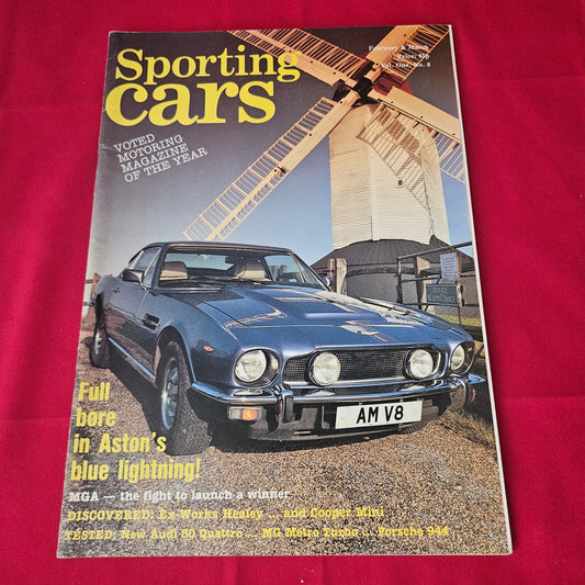 Sporting Cars Magazine February March (1419) Aston Martin V8 MG Metro Turbo Porsche 944 Audi Quattro