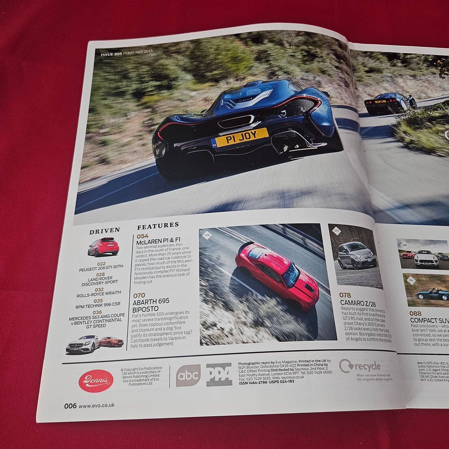 evo Magazine Issue 205 February 2015 (1420) McLaren F1 McLaren P1 Abarth 695 Biposto Camaro Z28
